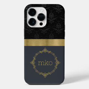 Black Pattern with Gold Stripe iPhone 14 Pro Max Case