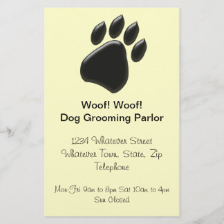 Black Paw Print Design Dog Grooming Parlour Flyer