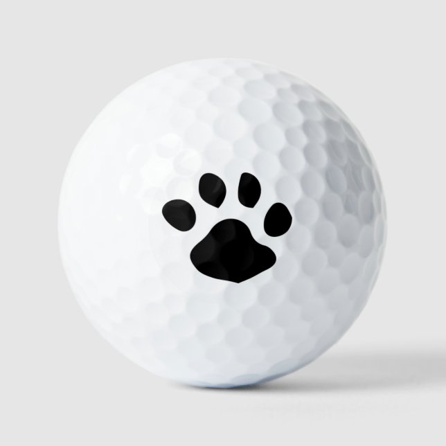 Black Paw Print Design Golf Balls (Front)