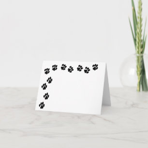 Black Paw Print Note Card