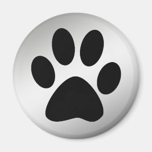 BLACK PAW PRINT ON SILVER MAGNET