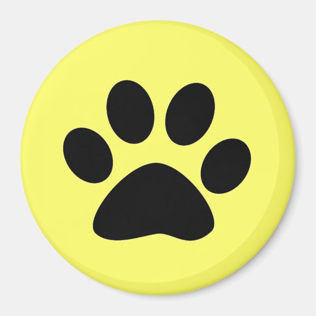 Black Paw Print on Yellow Magnet (Front)