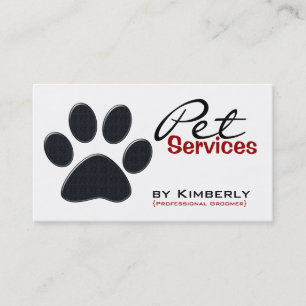 Black Paw Print Pet Grooming Business Cards
