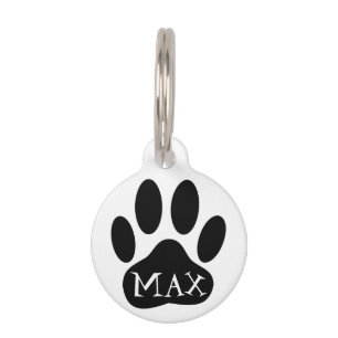 Black Paw Print Pet Tag