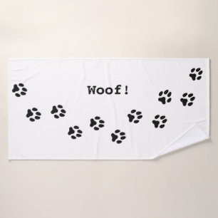 Black Paw Prints Cute Personalised Dog Bath Towel