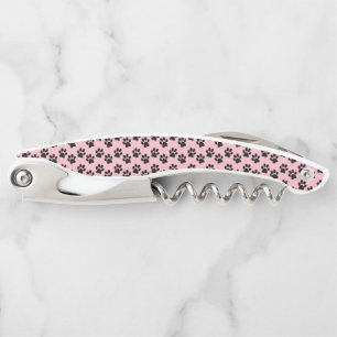 Black Paw Prints Design Corkscrew