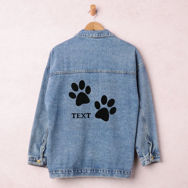 Black Paw Prints Design Denim Jacket (Hangar)