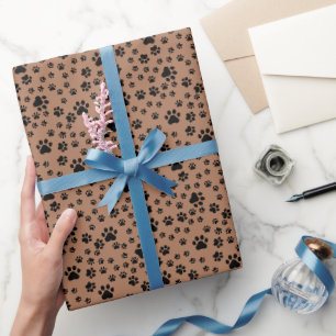 Black Paw Prints on Brown Wrapping Paper