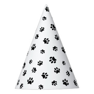 Black Paw Prints Party Hat