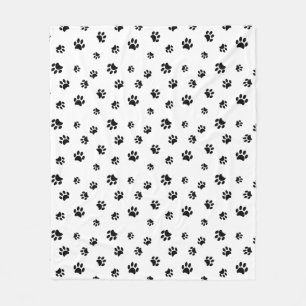 Black Paw Prints Pattern Fleece Blanket