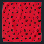 Black Paw Prints Pattern on Red Bandana<br><div class="desc">Show how much you love animals with this cute black paw print patterned bandanna. Shown here in red,  it also looks awesome with other lighter backgrounds. Bet your pet will look adorable wearing it!</div>