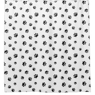 Black Paw Prints Pattern Shower Curtain