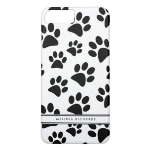Black Paw Prints Personalised iPhone 7 Case
