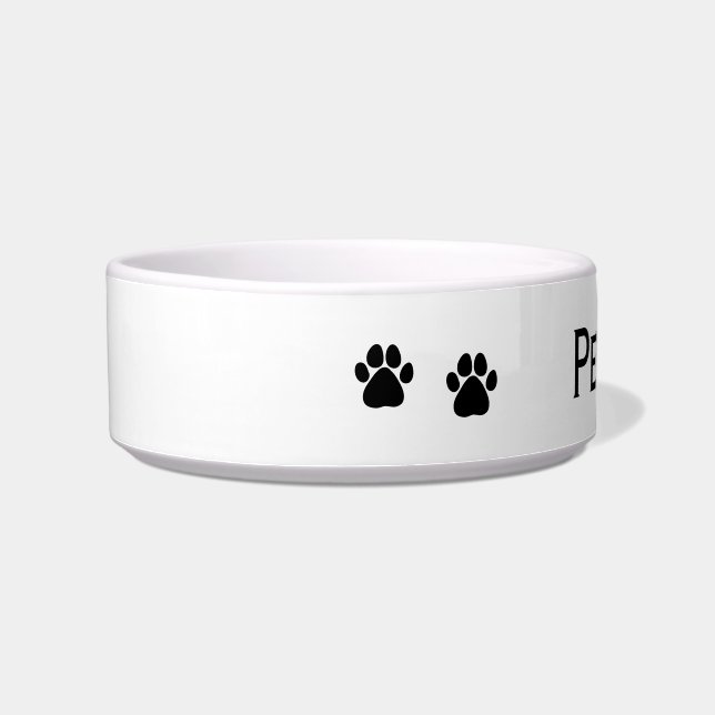 Black Paw Prints Personalised Pet Bowl (Left)