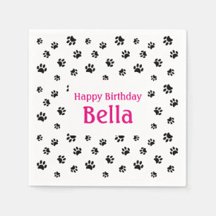 Black Paw Prints Pet Birthday Party Napkin