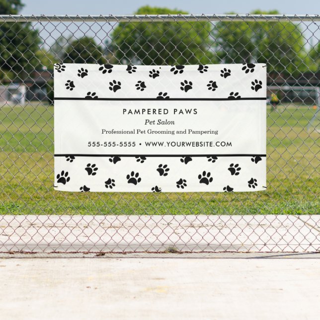 Black Paw Prints Professional Pet Salon Banner (Insitu)