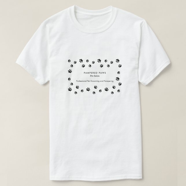 Black Paw Prints Professional Pet Salon T-Shirt (Design Front)