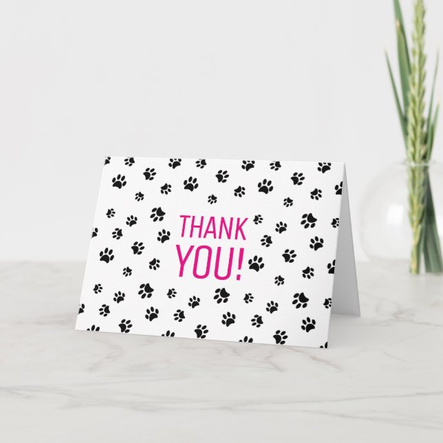 Black Paw Prints | Thank You Card (Front)