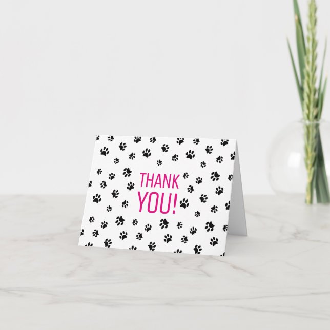 Black Paw Prints | Thank You Card (Front)