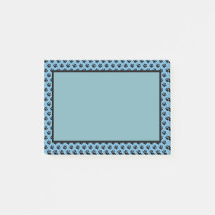 Black Paw Prints with Blue Background Post-it Notes