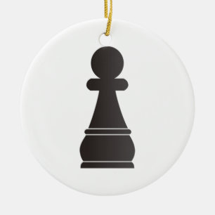 Black Pawn chess piece Ceramic Tree Decoration