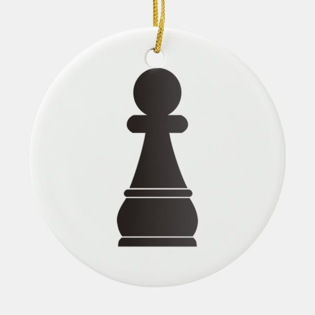 Black Pawn chess piece Ceramic Tree Decoration (Front)