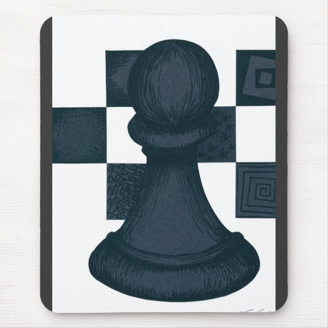 Black Pawn Mouse Mat (Front)
