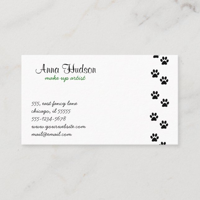 Black Paws, Dog Groomer, Dog Walker, Pet Shop Business Card (Front)