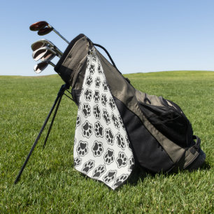 Black Paws, Dog Paws, Cat Paws, Outline Golf Towel