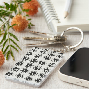 Black Paws, Dog Paws, Cat Paws, Outline Key Ring