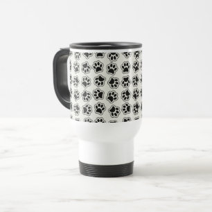 Black Paws, Dog Paws, Cat Paws, Outline Travel Mug
