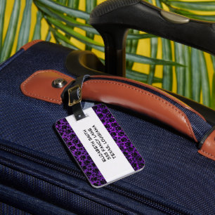 Black Paws, Purple Glitter, Dog Paws, Animal Paws Luggage Tag