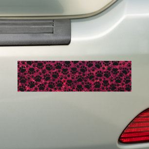 Black Paws, Red Glitter, Dog Paws, Animal Paws Bumper Sticker