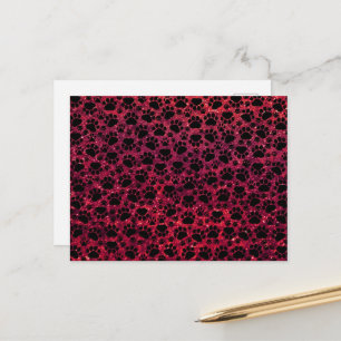 Black Paws, Red Glitter, Dog Paws, Animal Paws Postcard