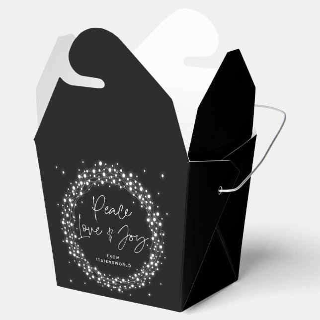 Black Peace Love+Joy Christmas Sparkling Lights Favour Box (Opened)