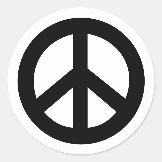 Black Peace Sign Classic Round Sticker (Front)