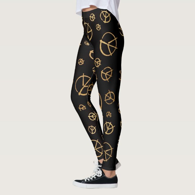 Black Peace Sign Leggings (Left)
