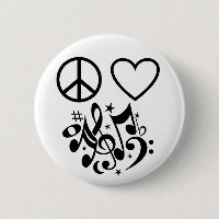 Black Peace Sign Red Heart Musical Harmony