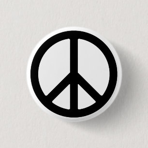 Black Peace Symbol Button