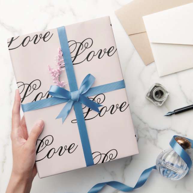 Black Peach Blush Love Always Wedding Wrapping Paper (Gifting)