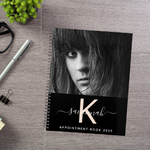 Black peach photo monogram 2026 planner