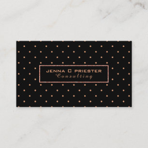 Black & Peach Polka Dots Pattern Business Card