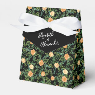 Black & Peach Wedding Modern Floral Favour Box