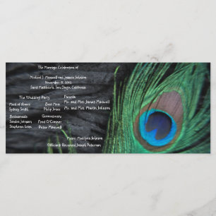 Black Peacock Velvet Background Wedding Program Programme
