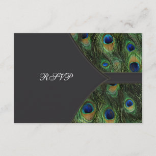 Black Peacock Wedding RSVP Card