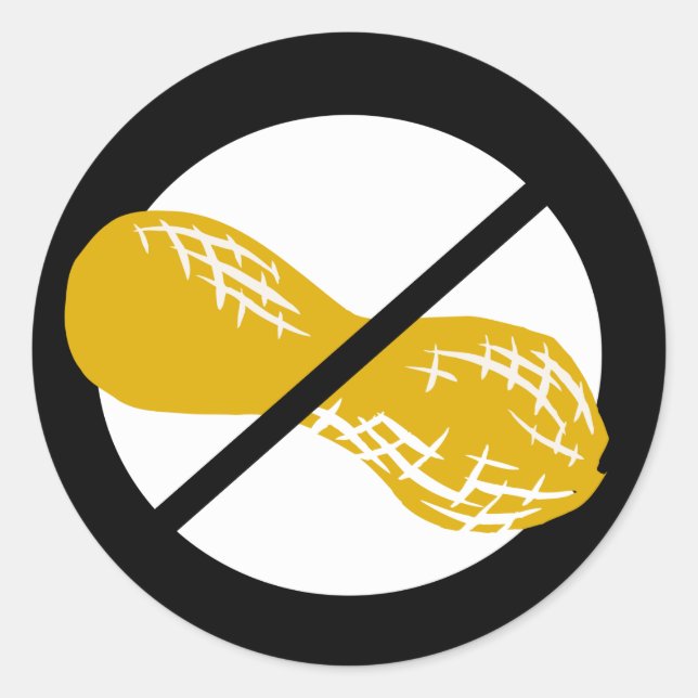 Black Peanut Free Nut Allergy Kids Classic Round Sticker (Front)
