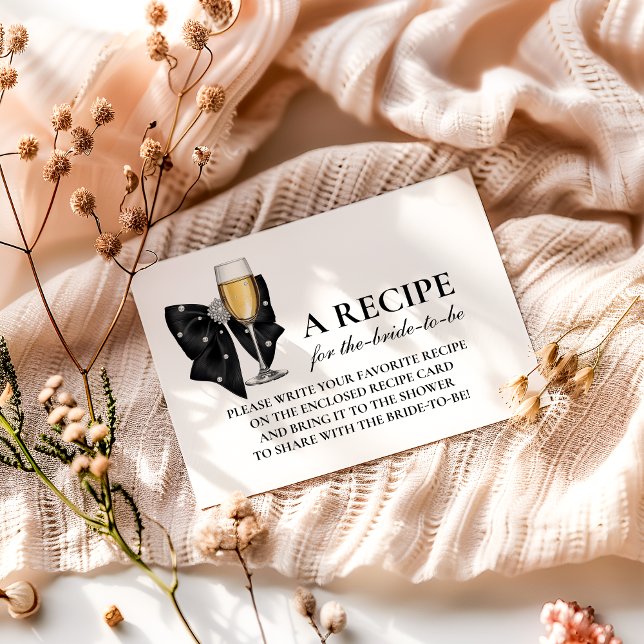 Black Pearl Bow Bridal Shower Enclosure Card (Creator Uploaded)