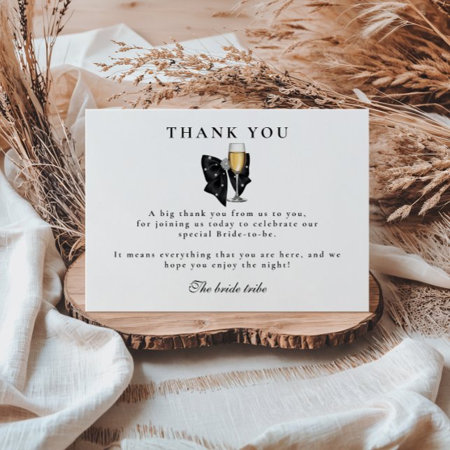 Black Pearl Bow Bridal Shower Thank You Card (Creator Uploaded)
