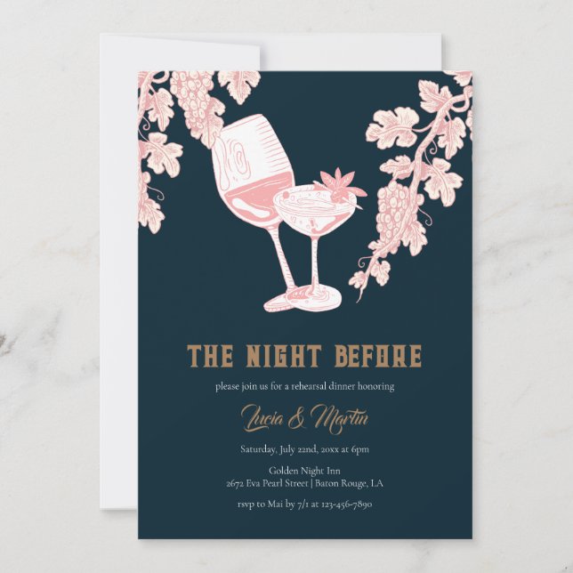 Black Pearl Colour Champagne Rehearsal Dinner Invitation (Front)