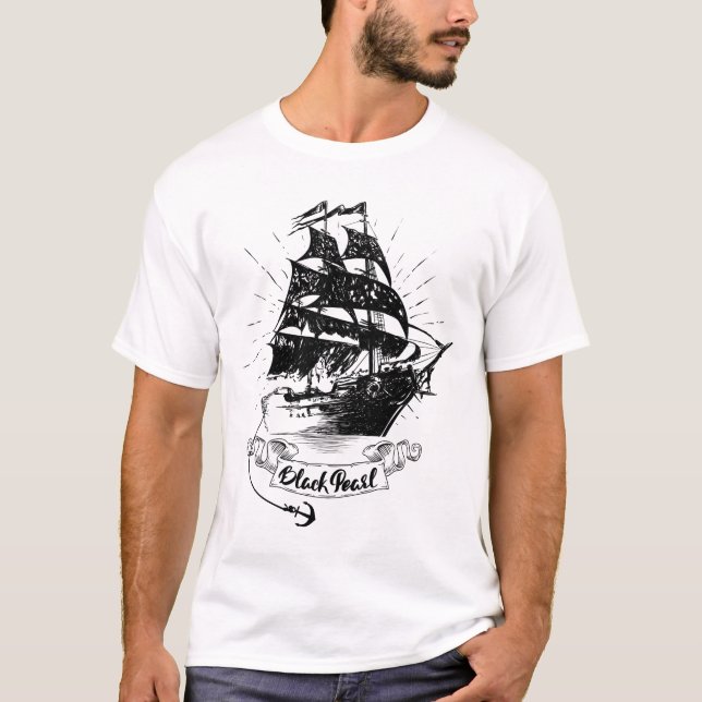 Black Pearl Ship - Pirates of the Caribbean T-Shirt (Front)
